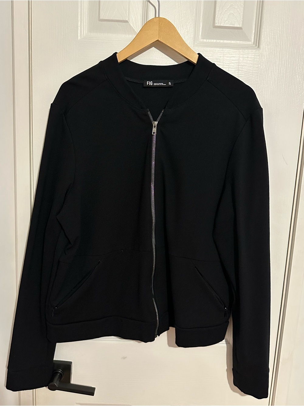 Black Bomber Jacket - Zip Front